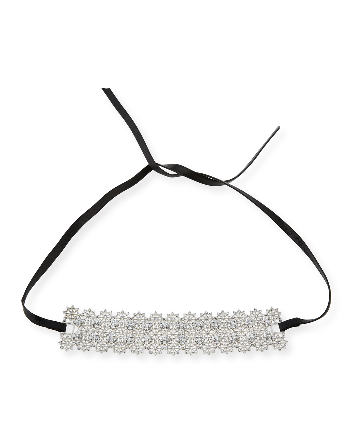 Monarch Chantilly Leather XL Choker Necklace with Crystals