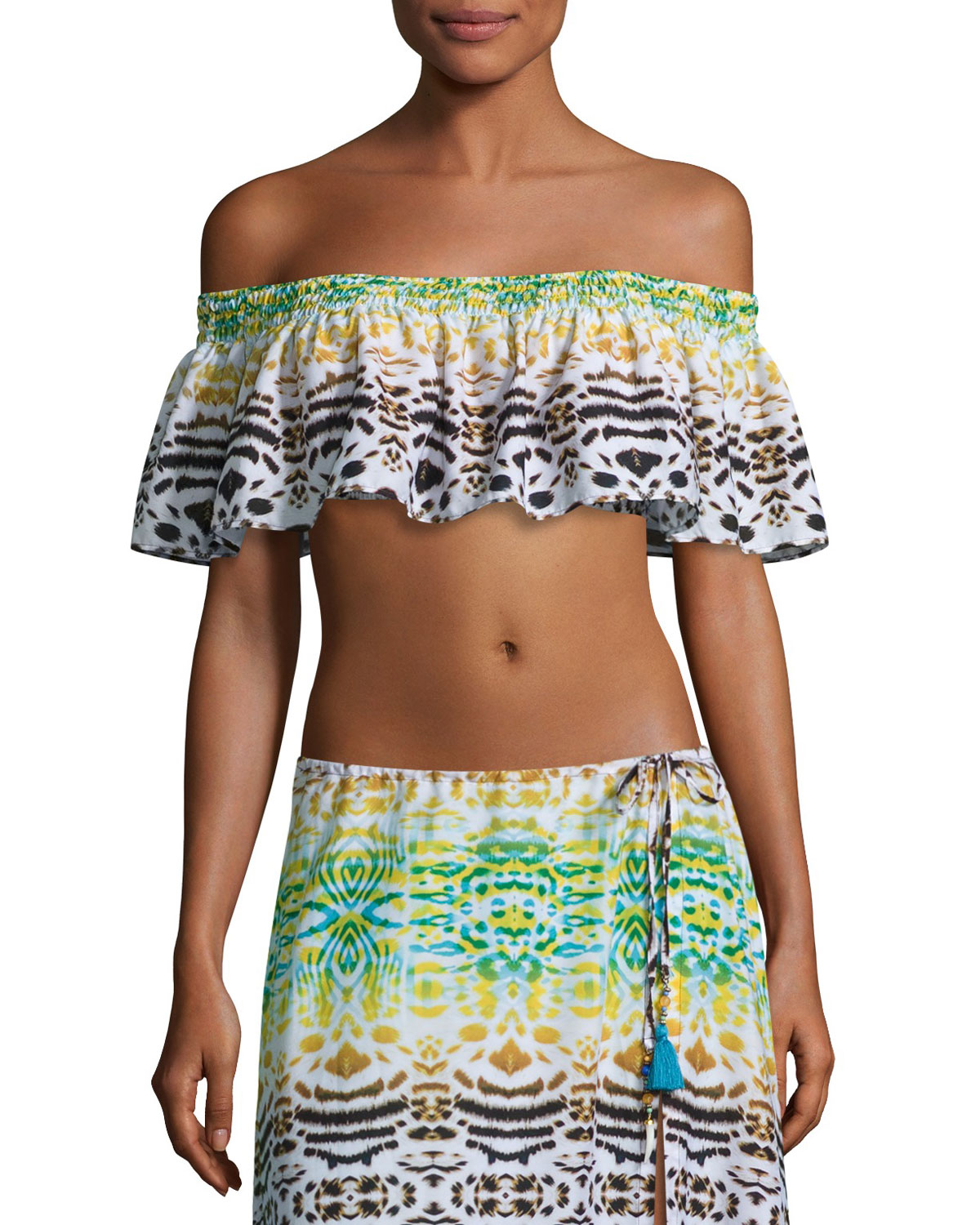 Bengal Shore Smocked Crop Top, Multi