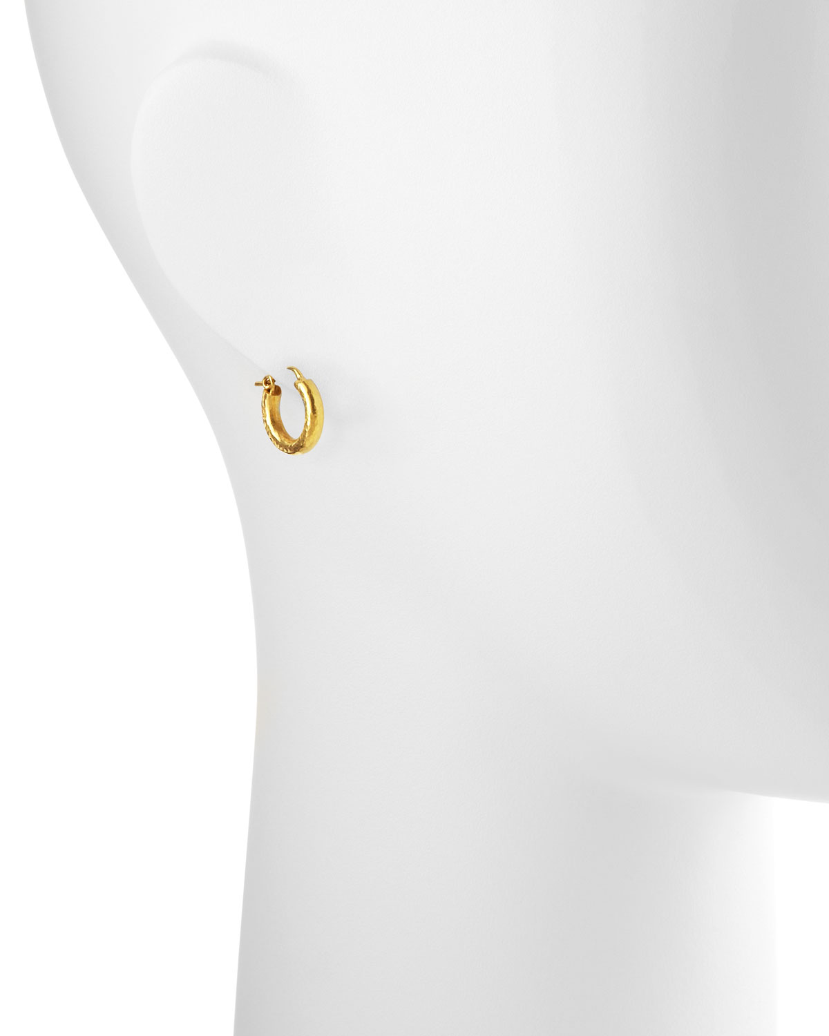 Baby Hammered 19k Gold Hoop Earrings, 14mm