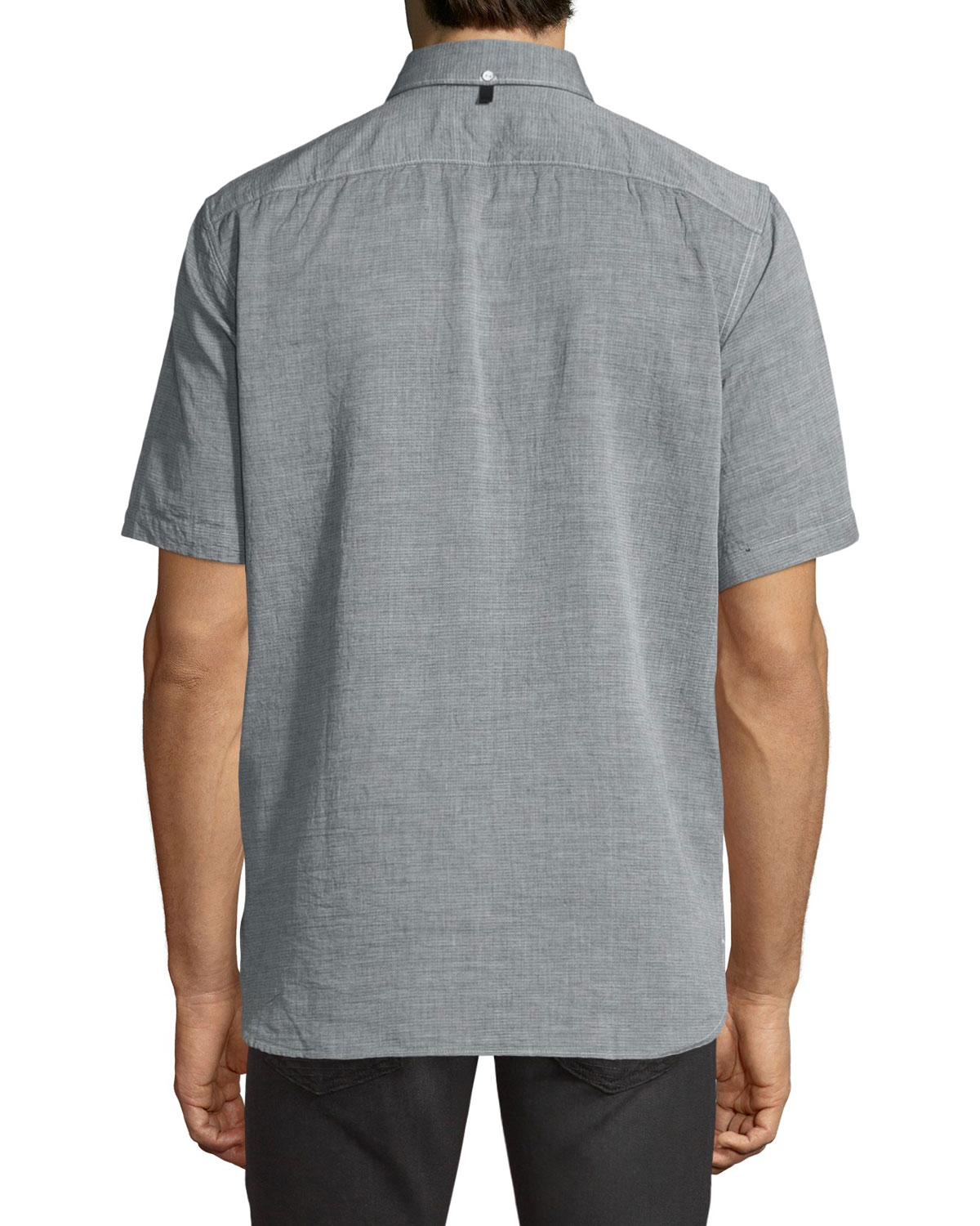 Short-Sleeve Oxford Shirt, Gray