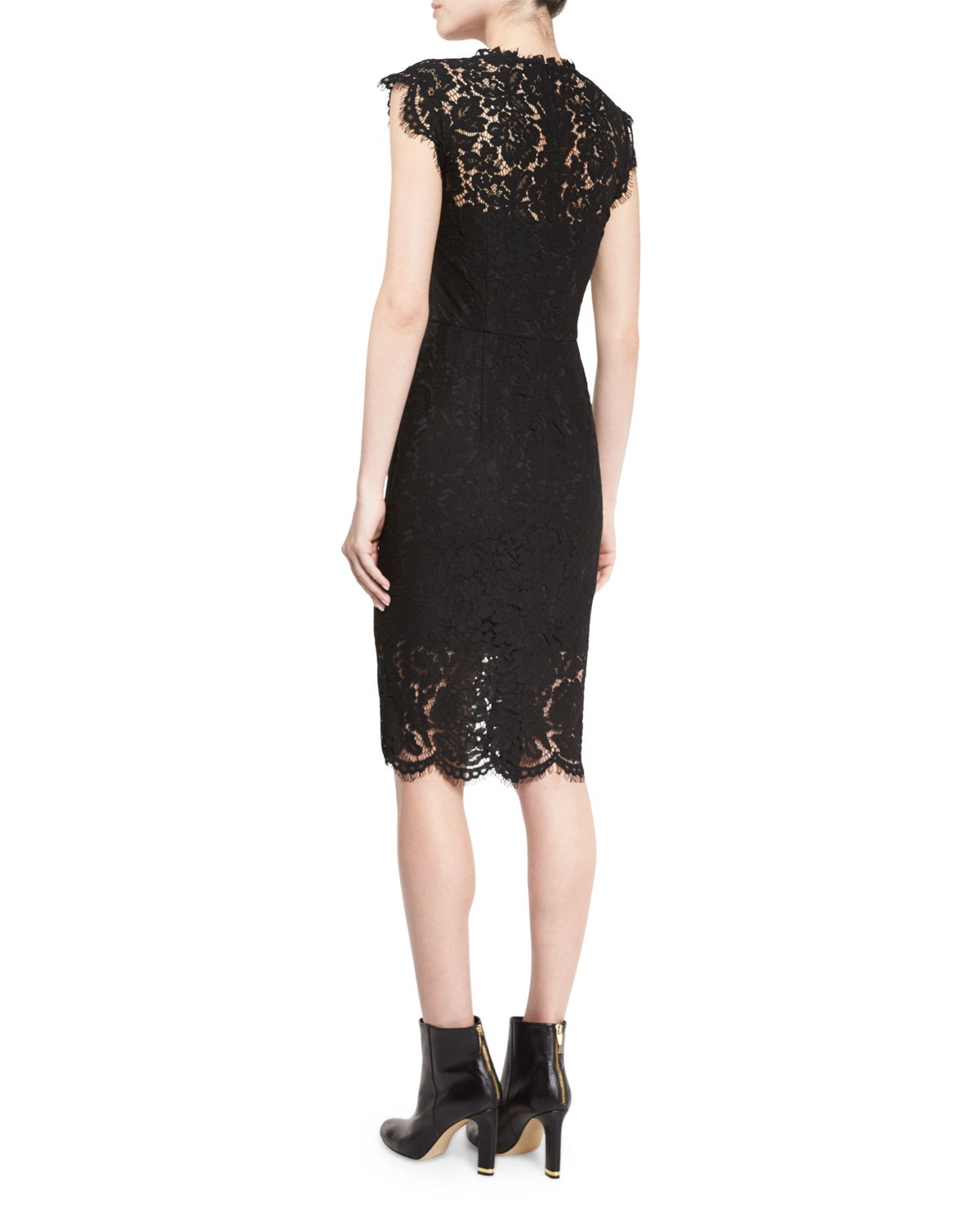 Suzette Floral Lace Sheath Dress, Black