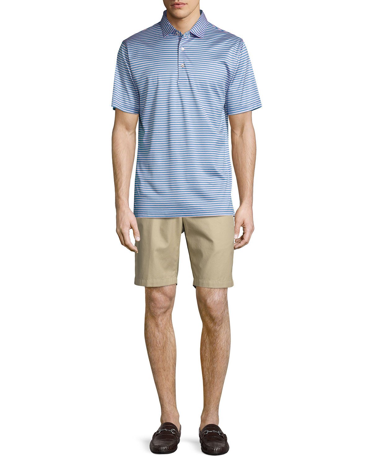 Sean Classic-Stripe Cotton Lisle Polo Shirt, Blue