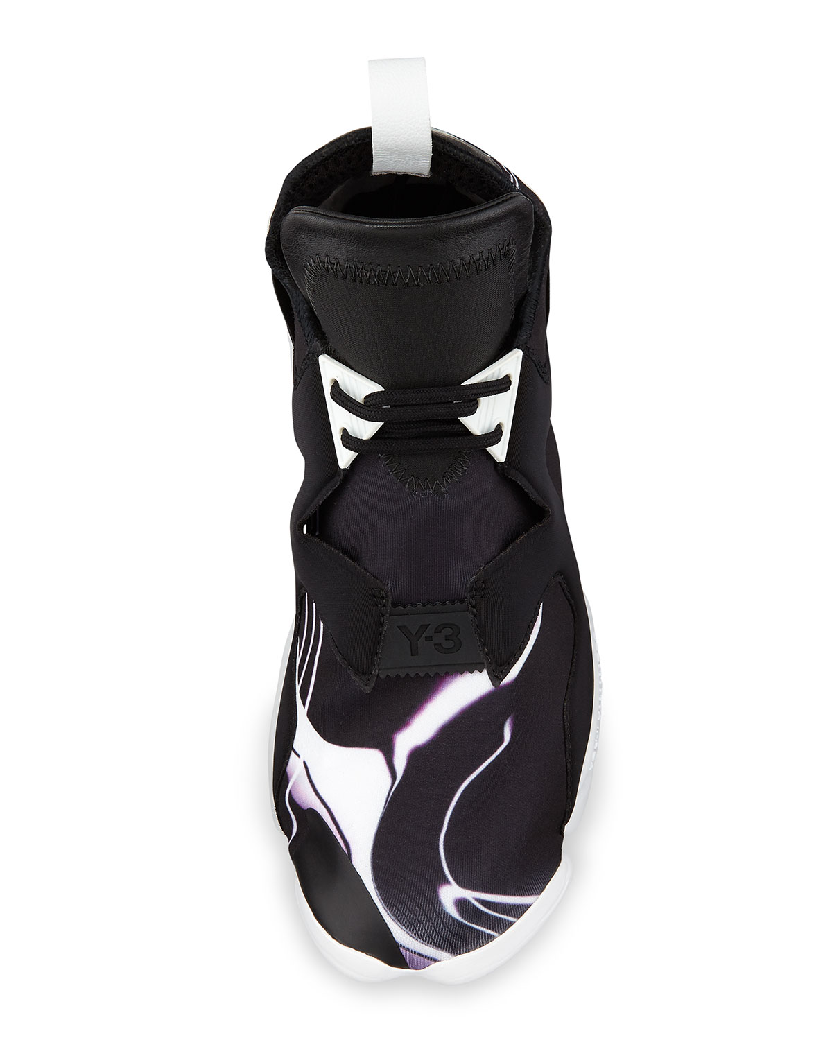 Kohna Lightning-Print Leather Sneaker, Black/White Purple