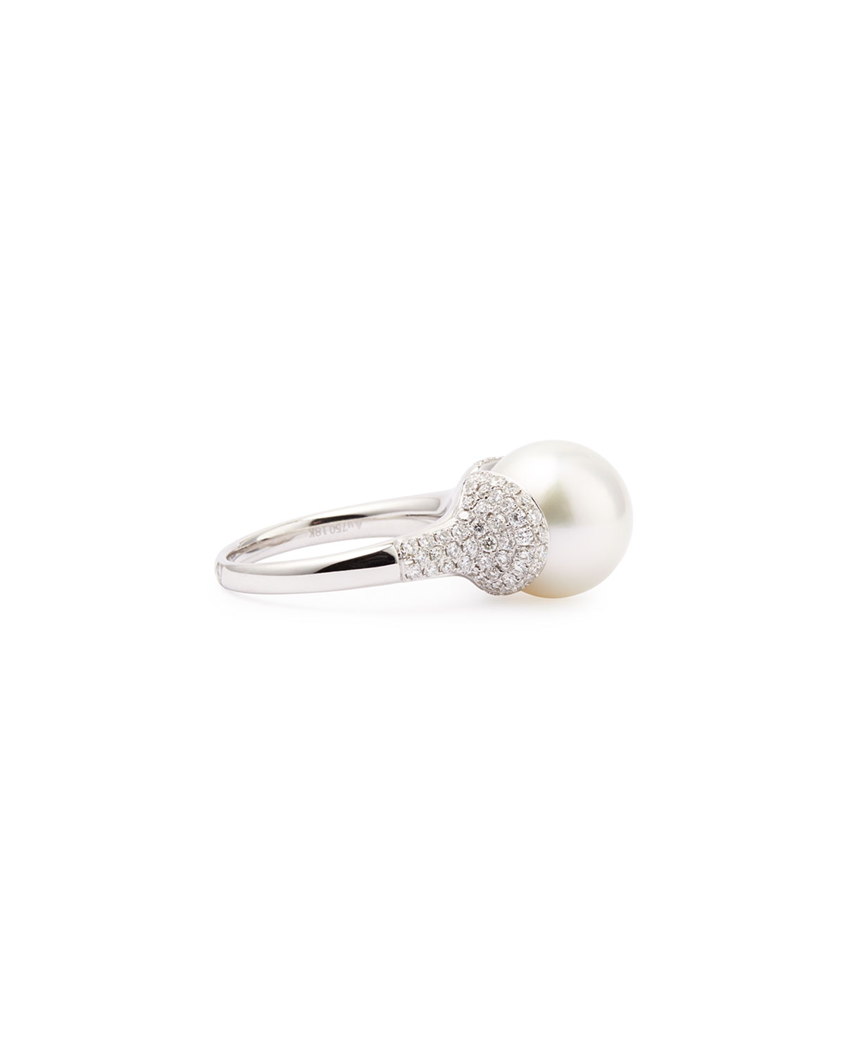 18k White South Sea Pearl and Diamond Ring