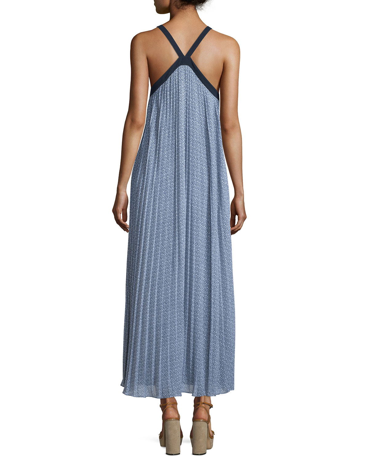 Estrada Pleated Georgette Maxi Dress 