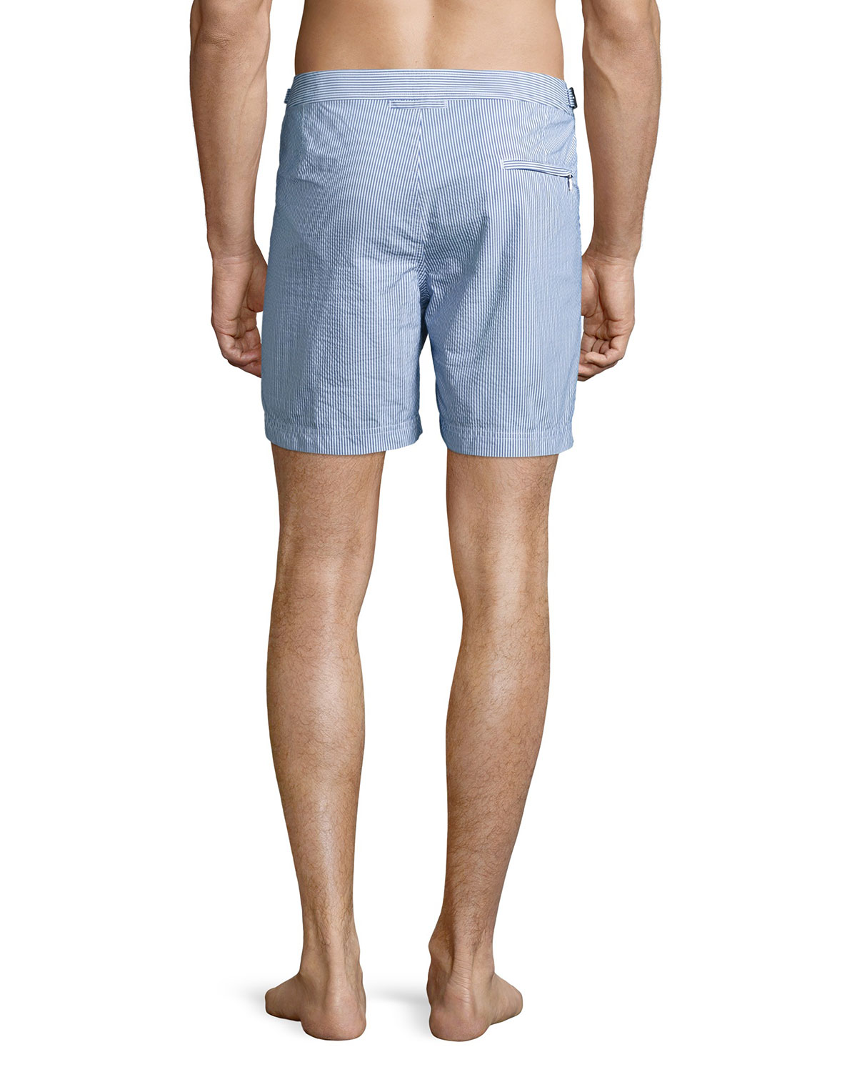 Bulldog Seersucker Swim Trunks, Navy