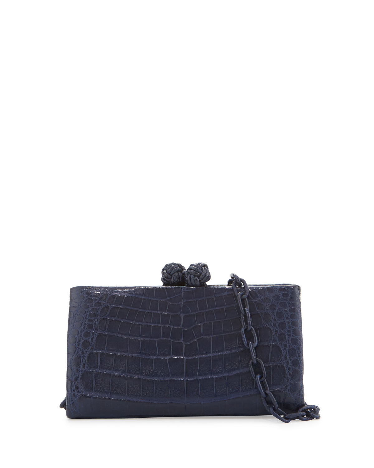 Crocodile Knot-Top Clutch Bag