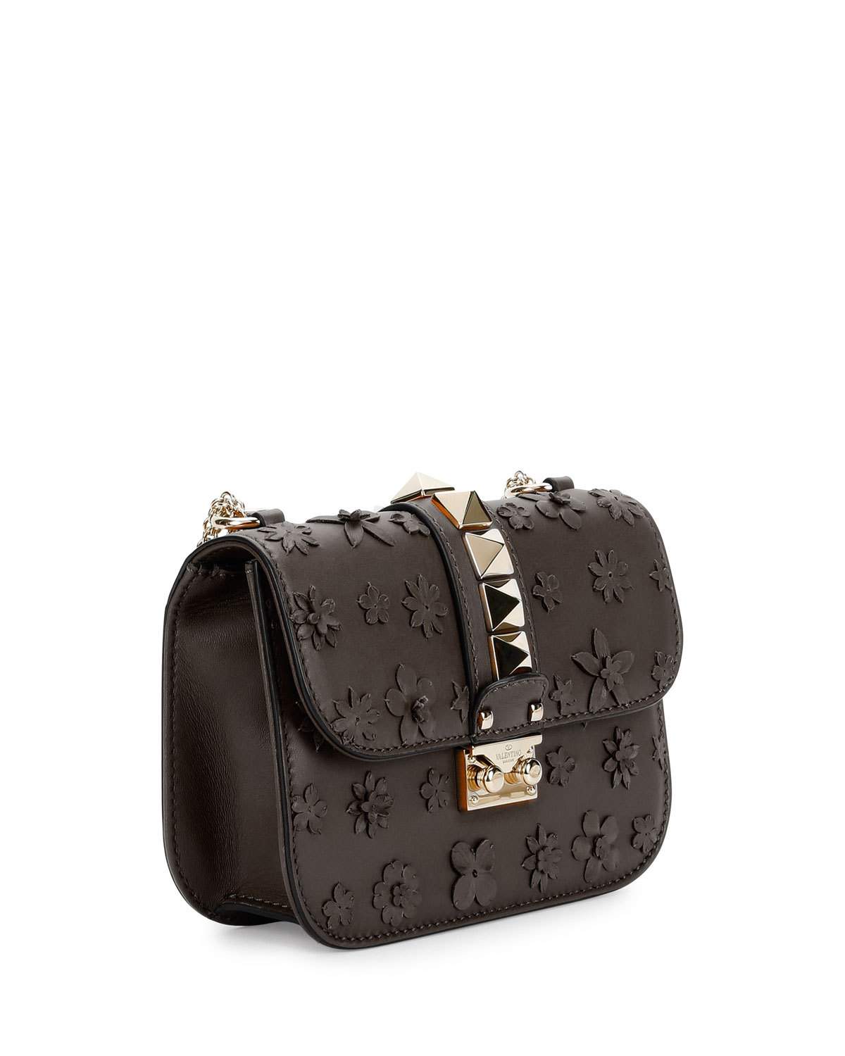 Lock Small Floral Shoulder Bag, Black/Multi