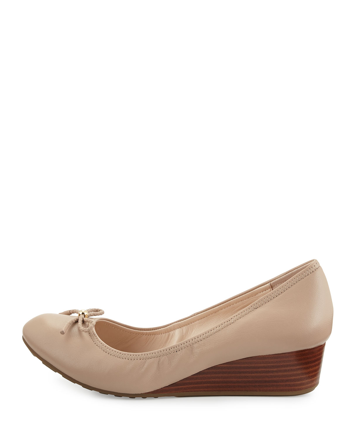 Tali Leather Wedge Pump, Maple Sugar