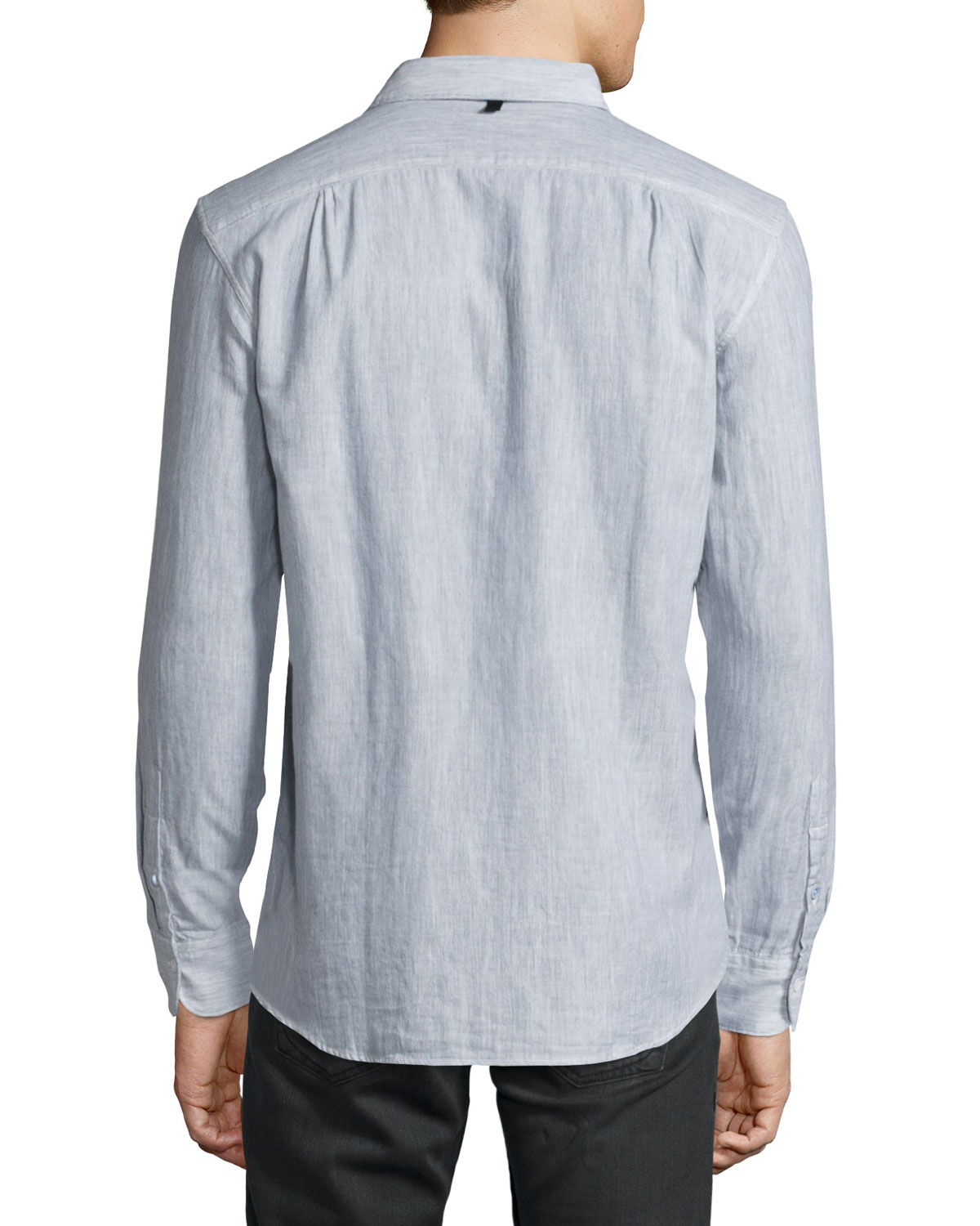 Classic-Fit Pocket Shirt, Gray/White