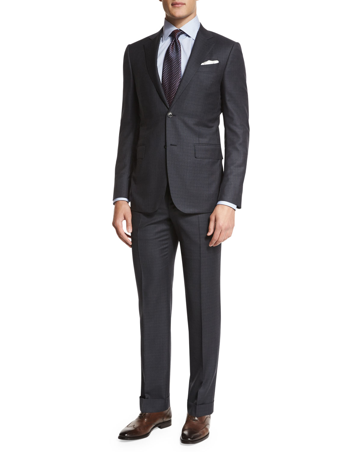 Trofeo Box-Check Two-Piece Suit, Charcoal/Navy