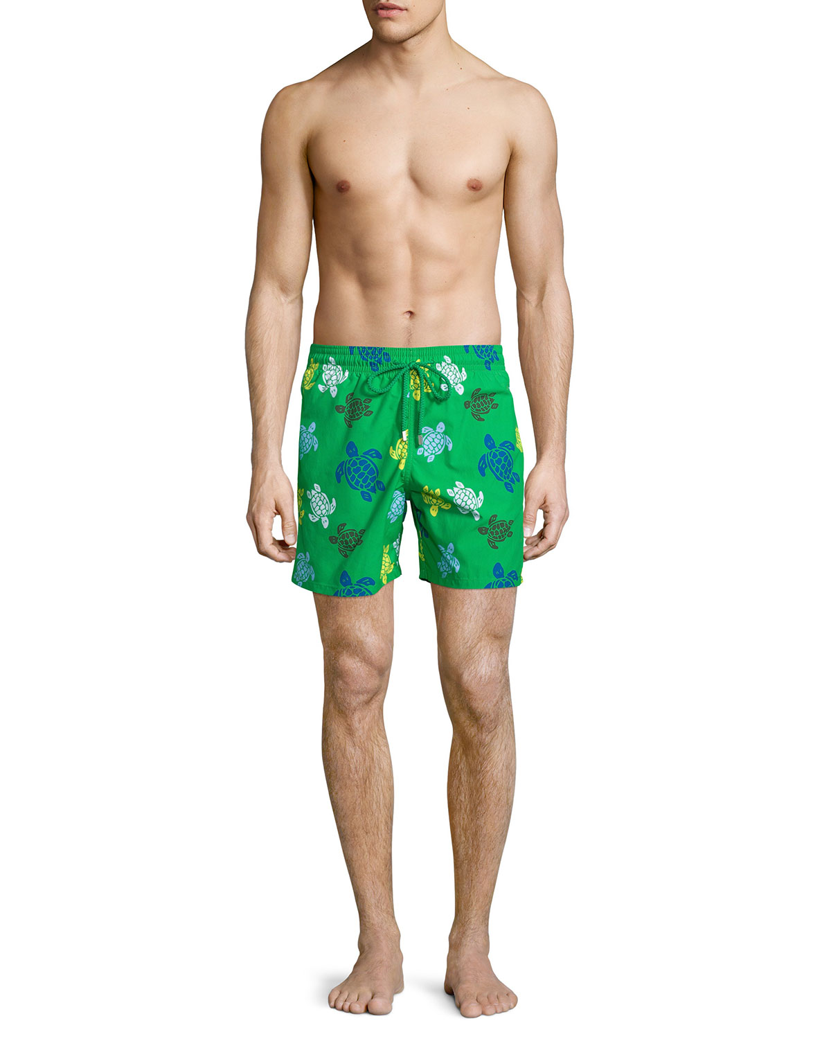 Moorea Turtle-Print Swim Trunks, Green