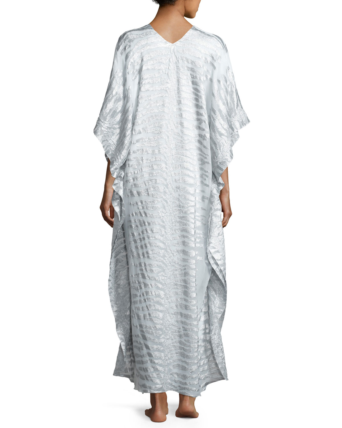 Silk-Blend Tiger-Print Boubou/Caftan, White