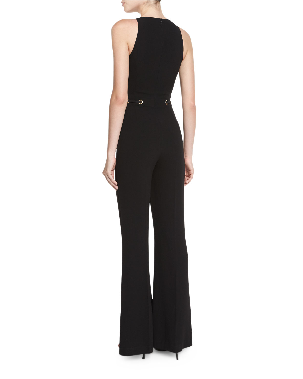 Tilda Sleeveless Flare-Leg Jumpsuit, Black