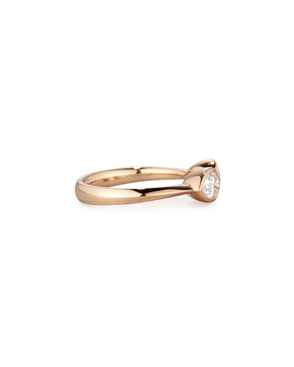 Pear-Shaped Diamond Bezel Ring in 18K Rose Gold, Size 6.5