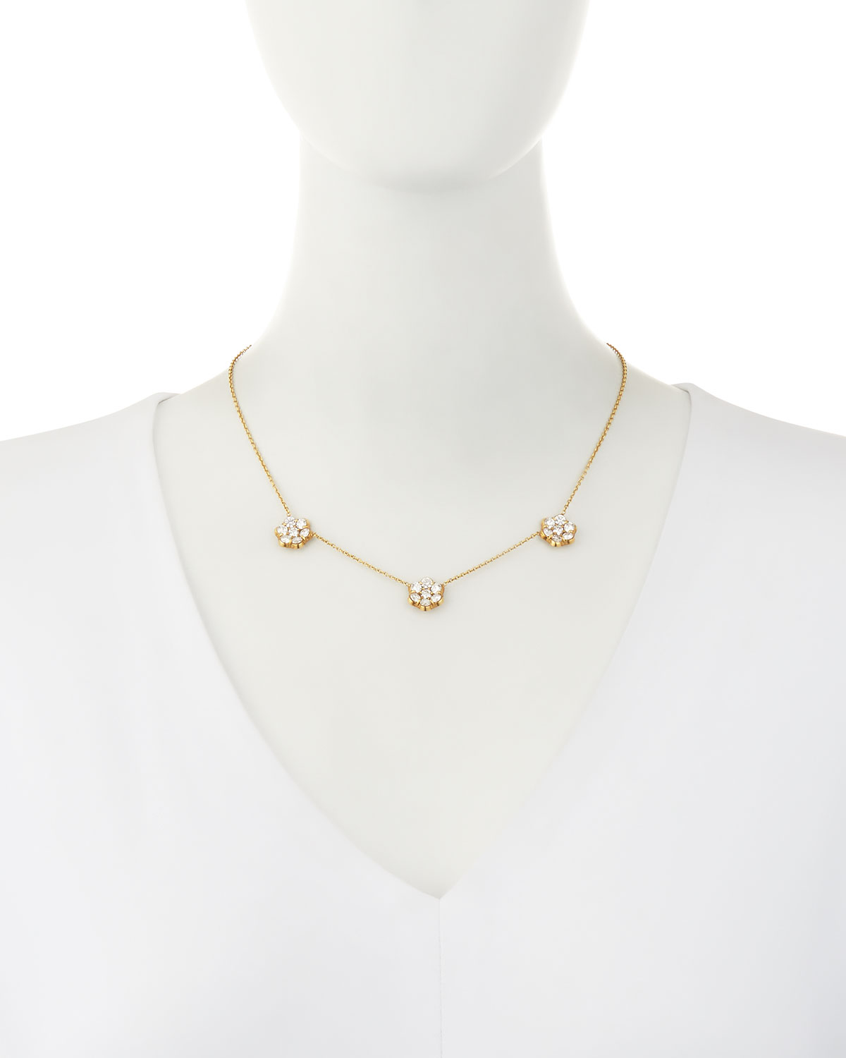 18K Gold & Diamond Floral Station Necklace