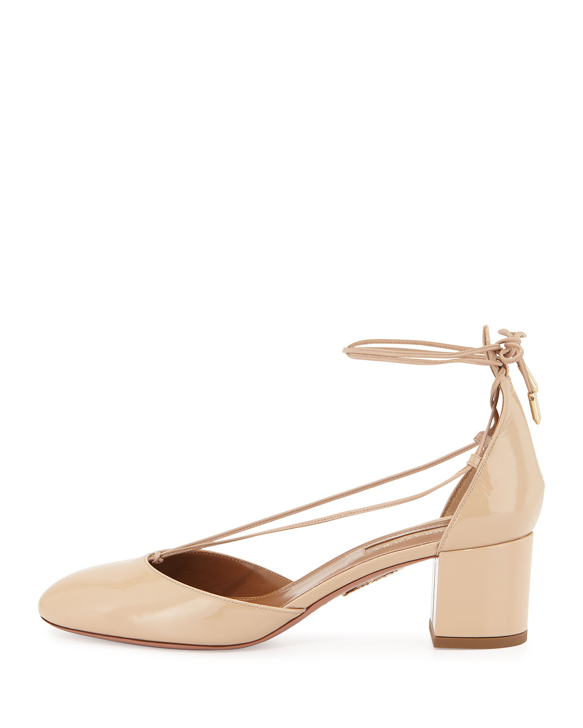 Alexa Patent Mid-Heel Pump, Nude