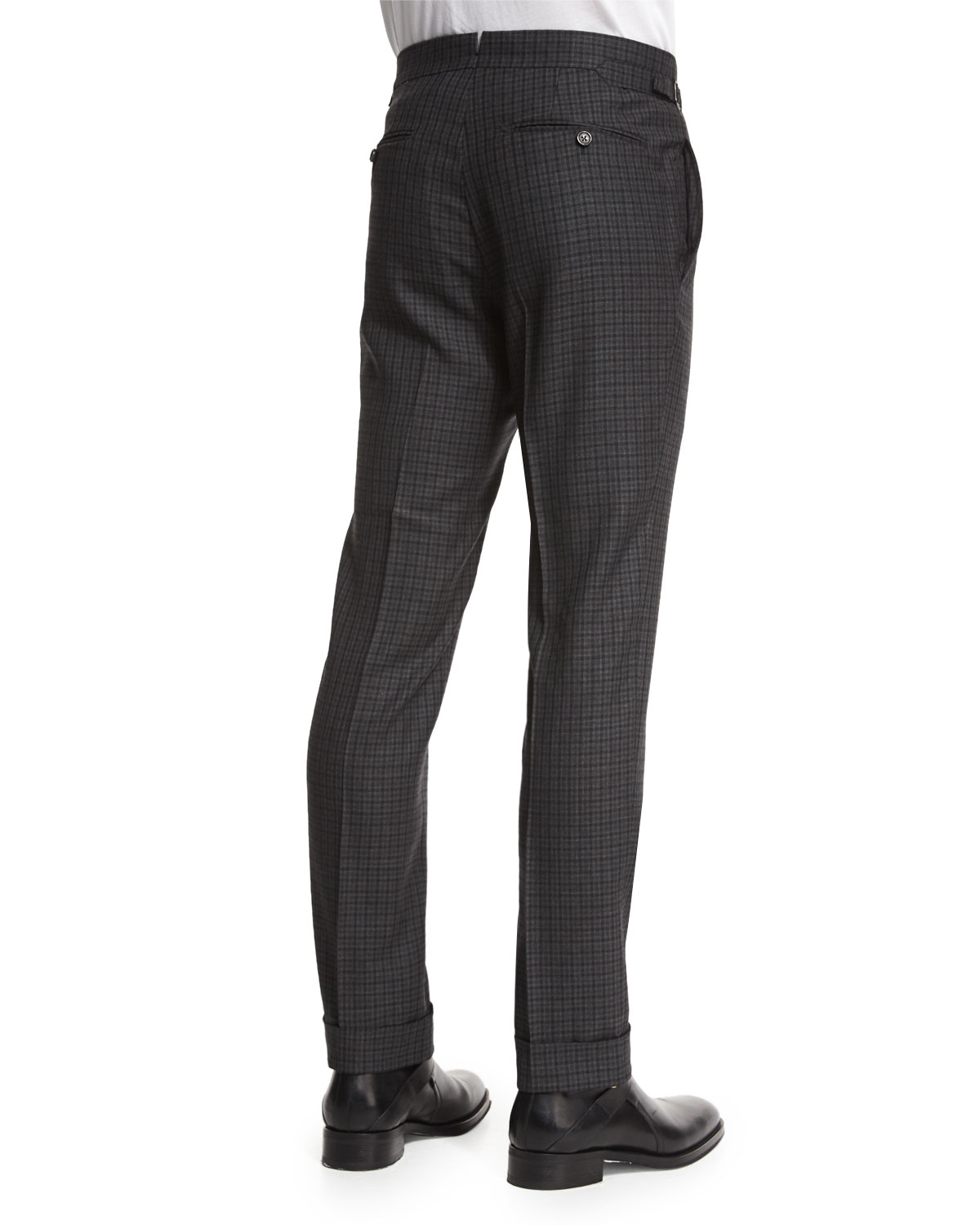 O'Connor Base Gingham Trousers, Charcoal