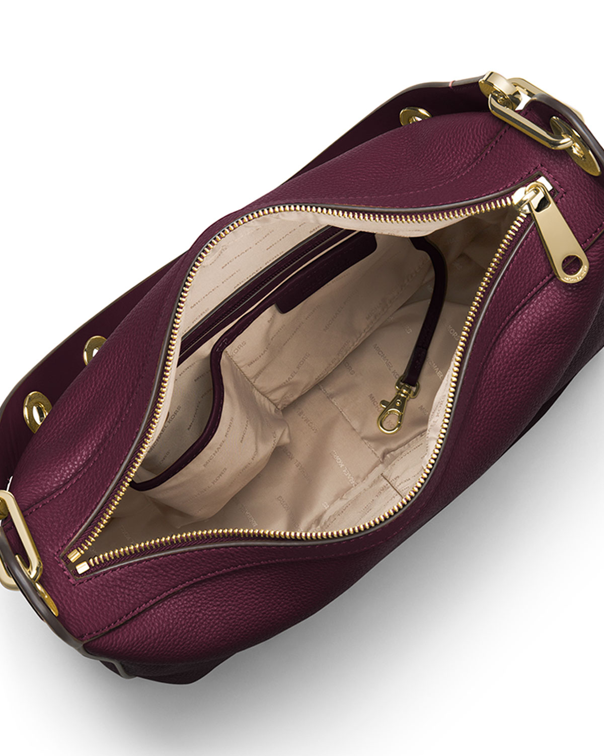 Raven Large Leather Shoulder Bag, Plum