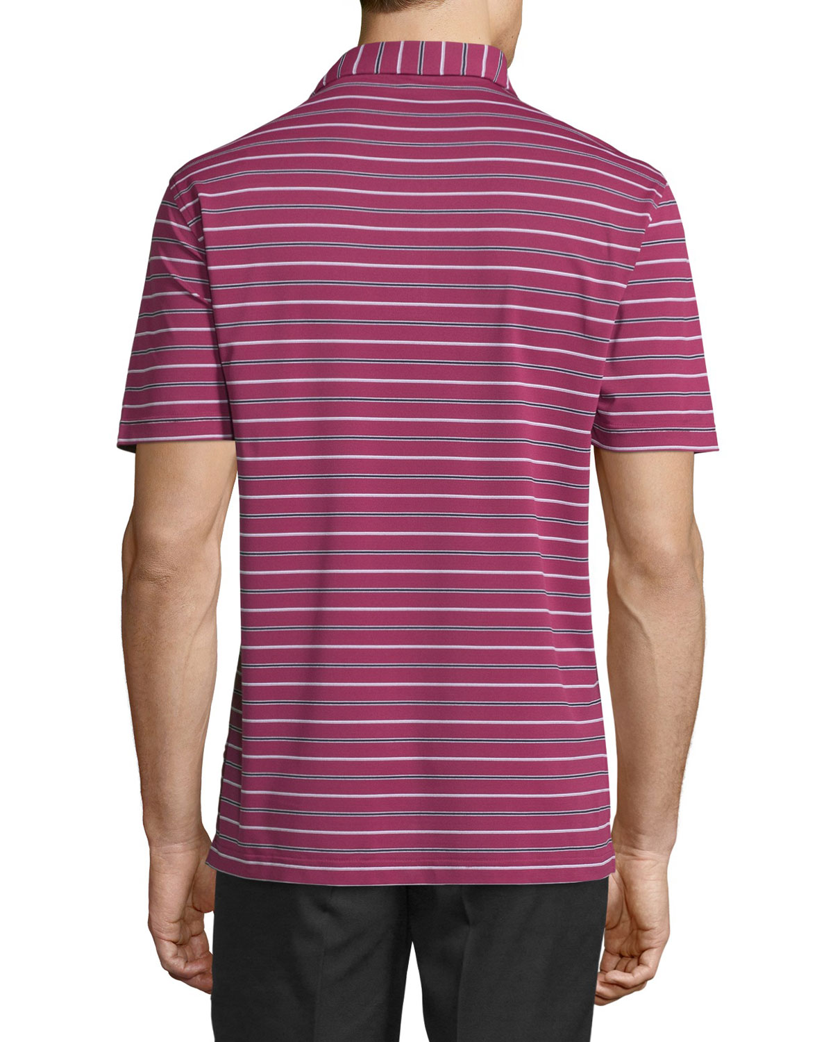 Glenwood Striped Jersey Short-Sleeve Polo Shirt, Wine