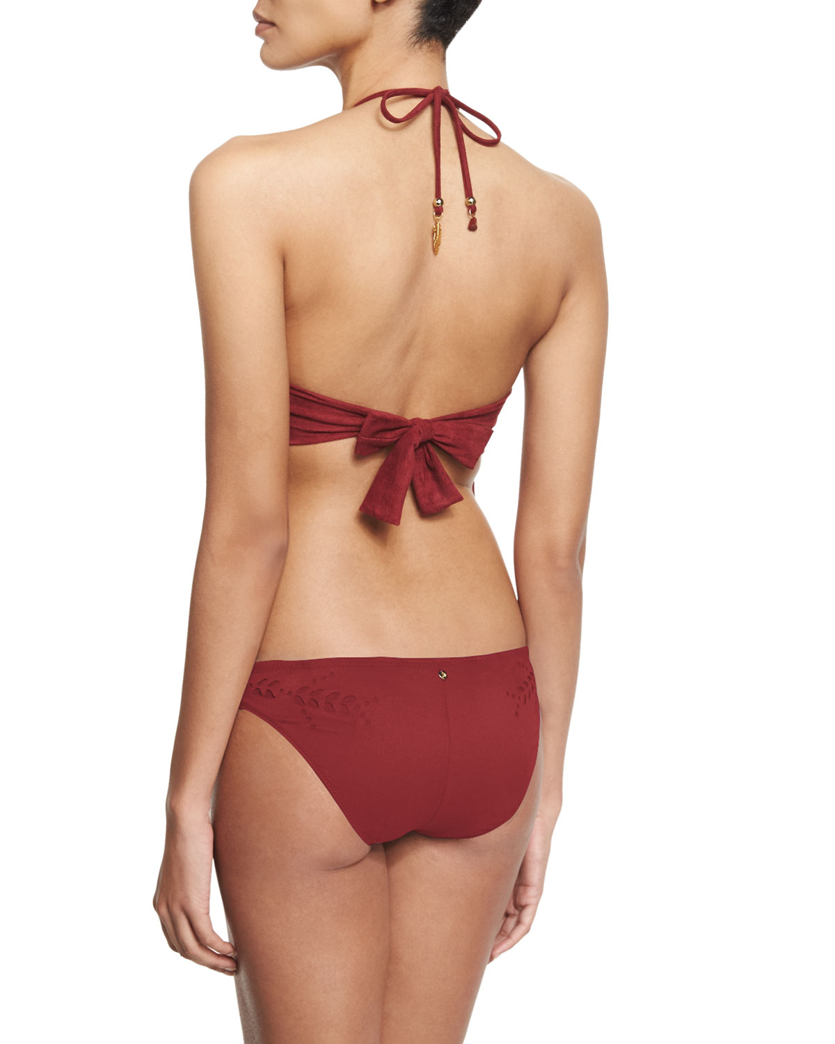 Holy Cow Fringed High-Neck Crop Swim Top