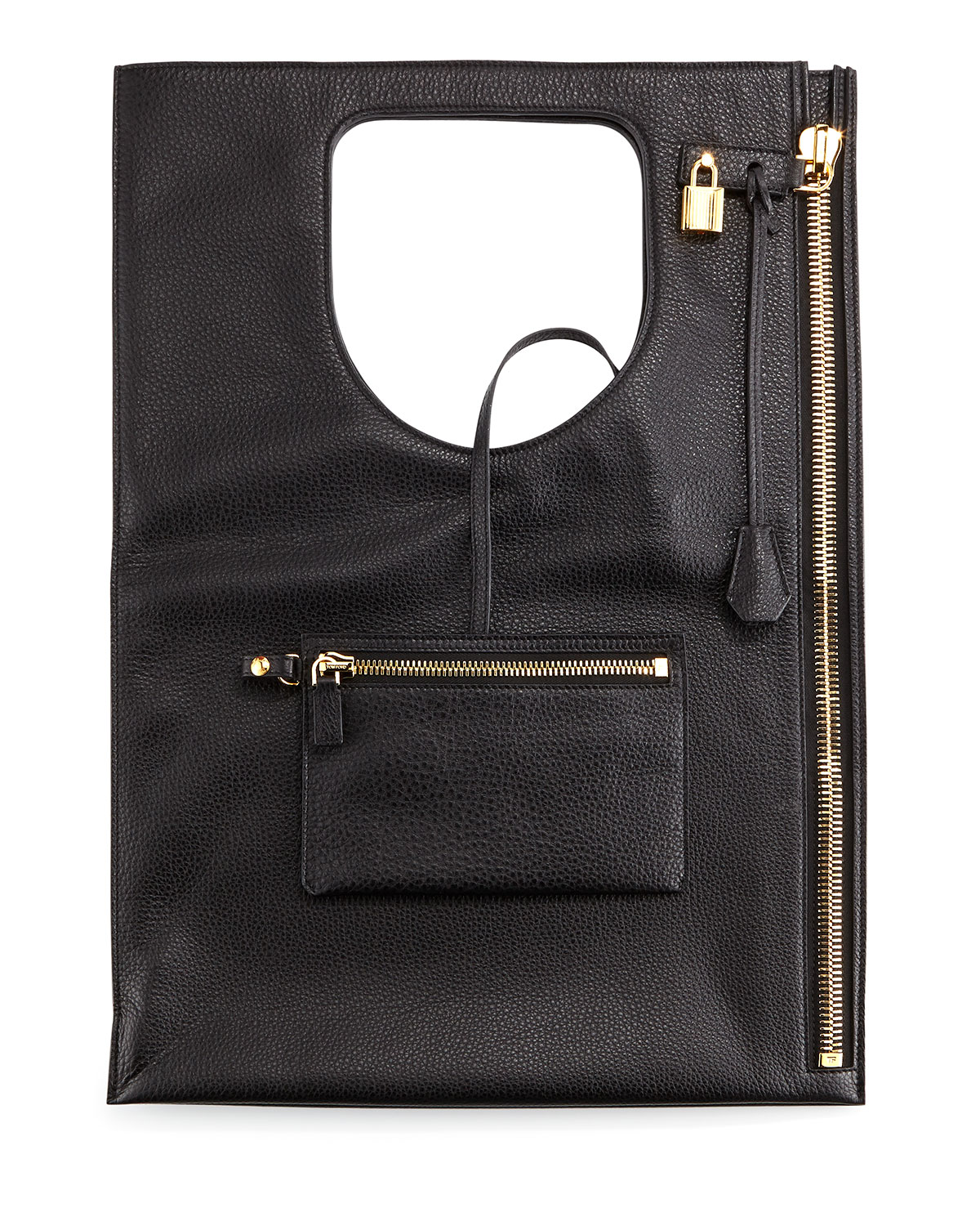 Alix Leather Padlock & Zip Shoulder Bag, Black