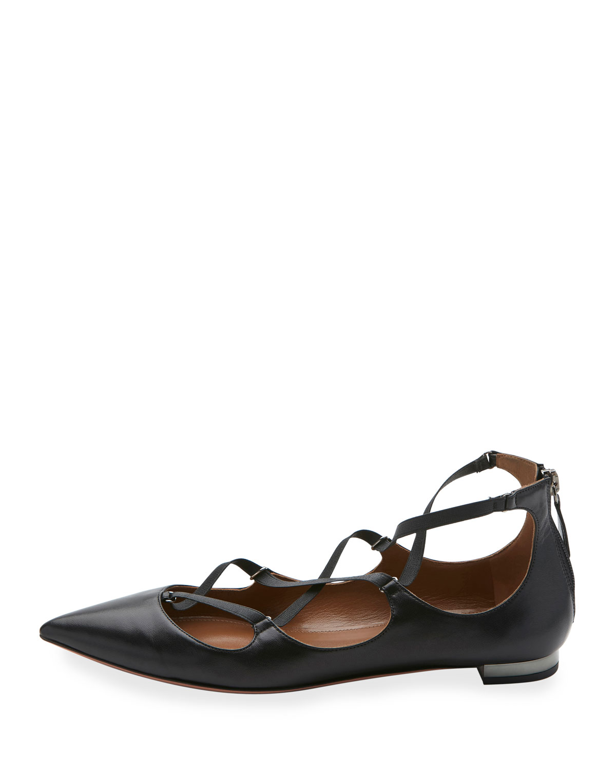 Mischa Strappy Leather Flat, Black