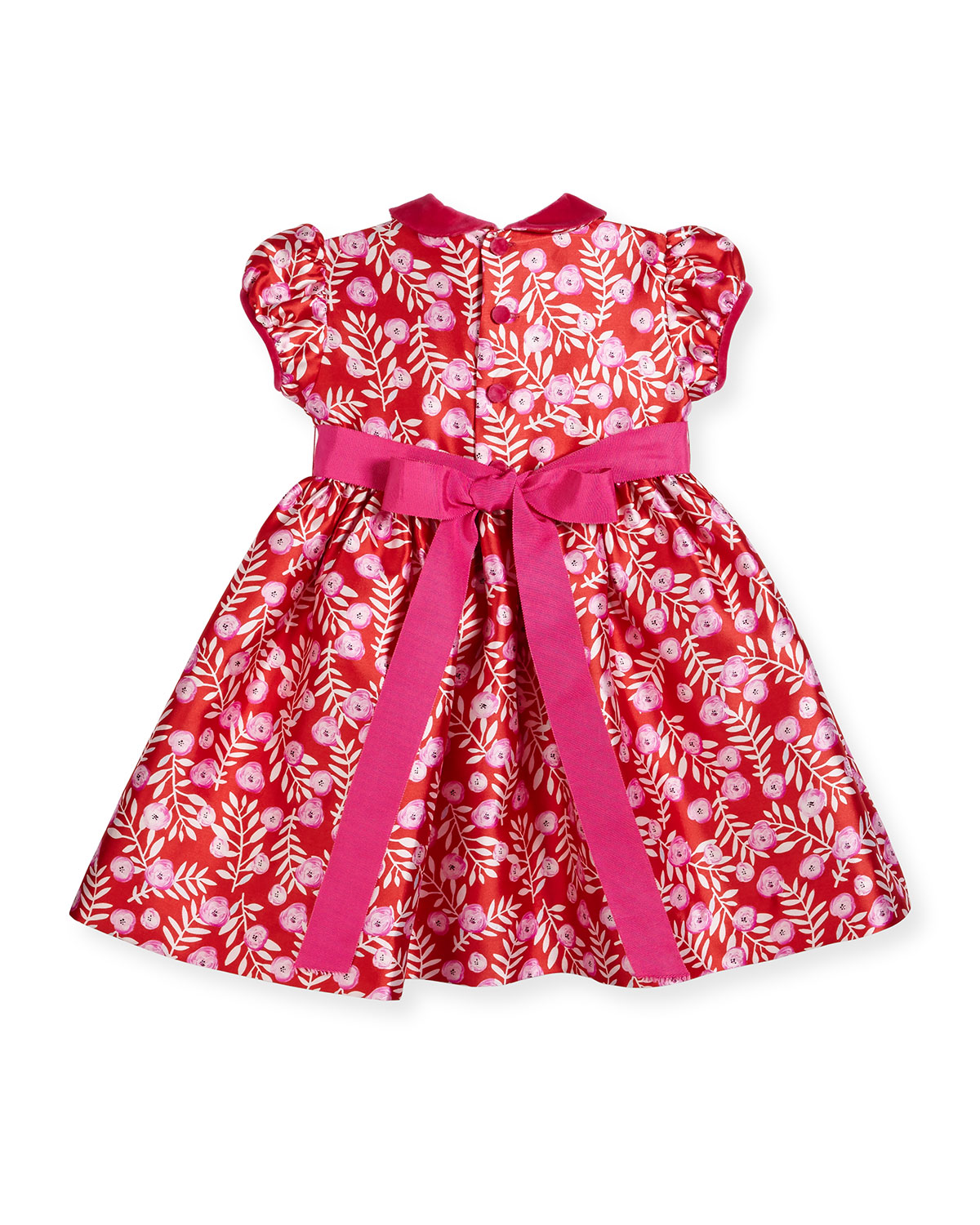 Petite Roses Mikado Dress, Ruby/Fuchsia, Size 12-24 Months