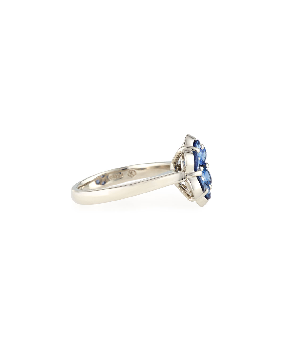 Platinum &  Blue Sapphire Flower Ring