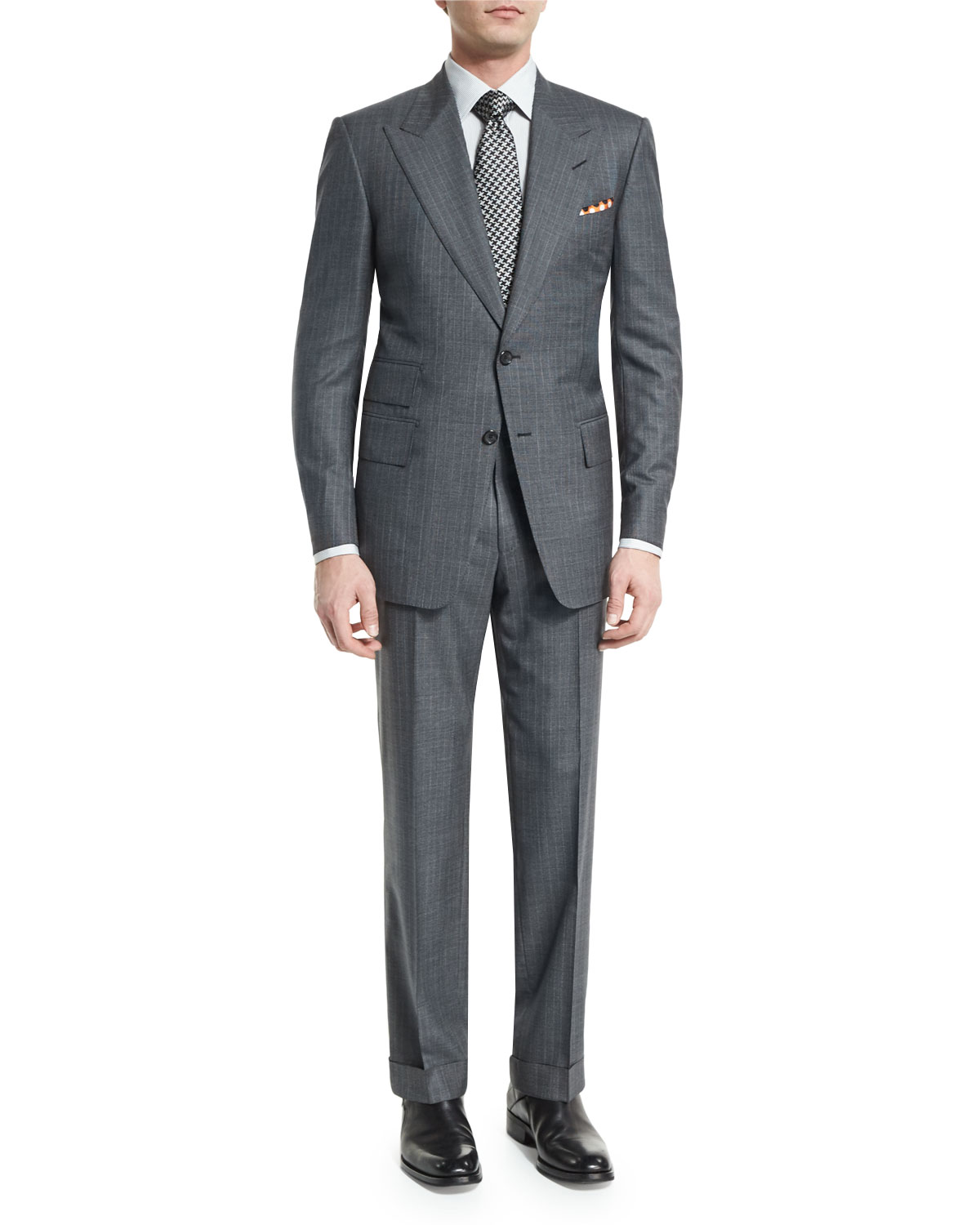 Windsor Base Micro-Pinstripe Suit, Gray