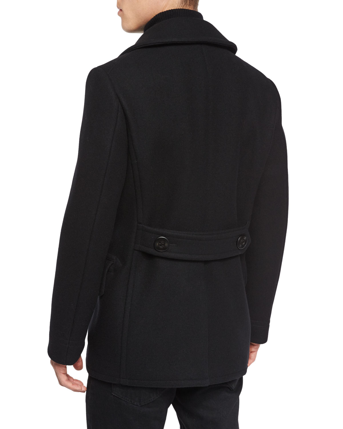 Wool-Blend Pea Coat, Black