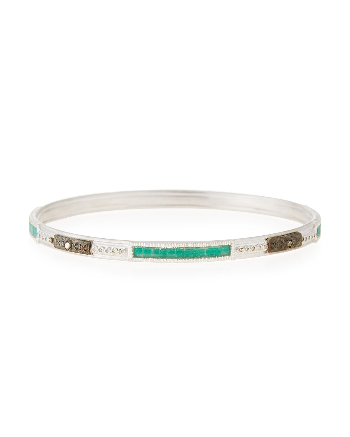 New World Glass Mosaic Bangle with Diamonds