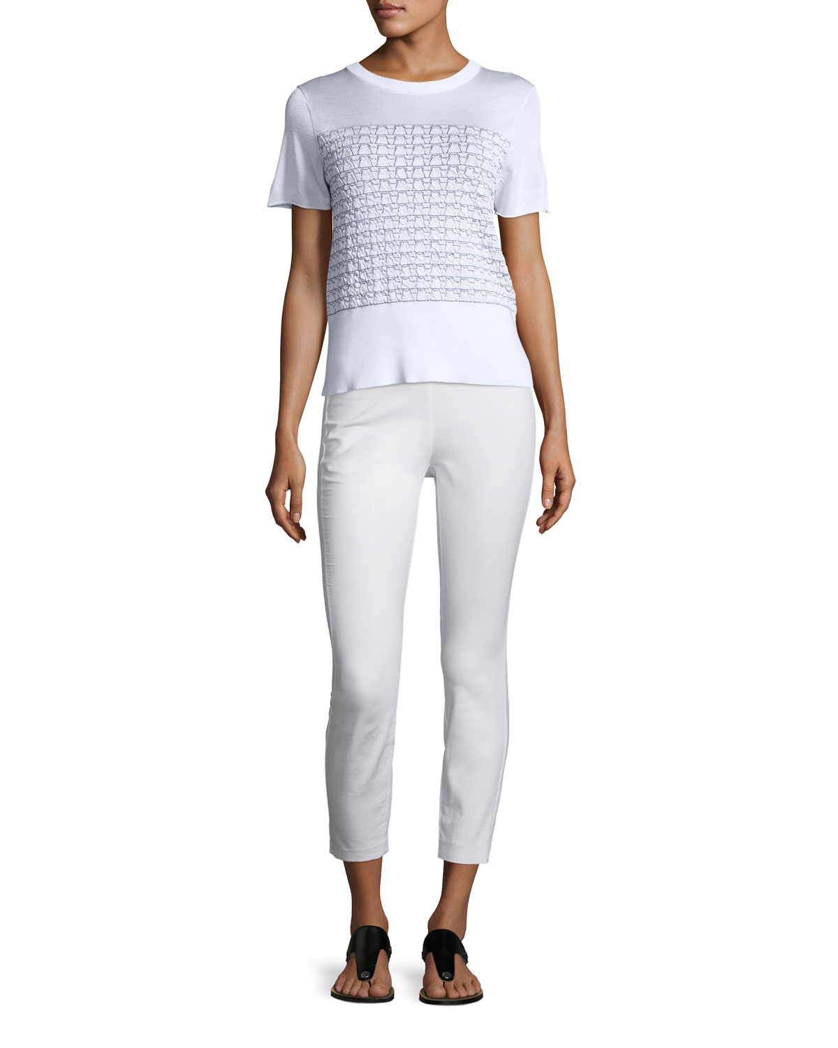 Gwen Textured Knit Tee, White