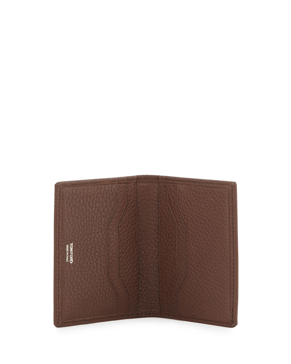 Folded Calfskin Credit Card Case, Brown 