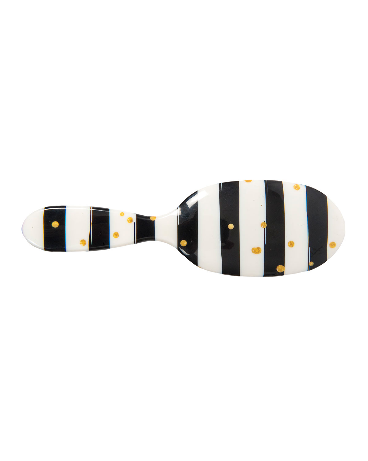 Large Black Stripes with Gold Dots Mixed Bristle Hairbrush