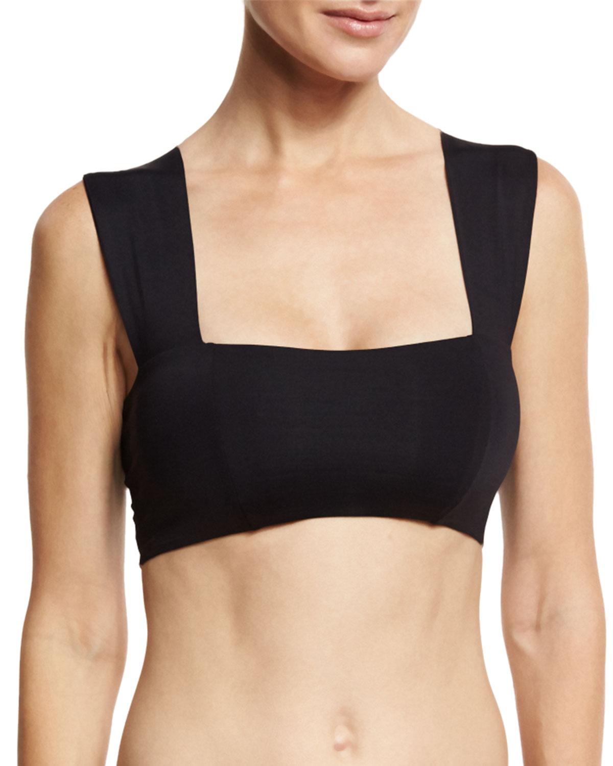 Parker Square-Neck Swim Top, Black