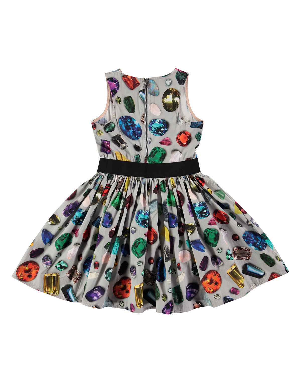 Carli Sleeveless Gemstone Dress, Gray/Multicolor, Size 2-12