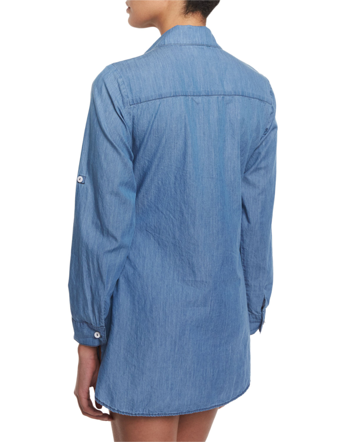 Chambray Boyfriend Coverup Shirt