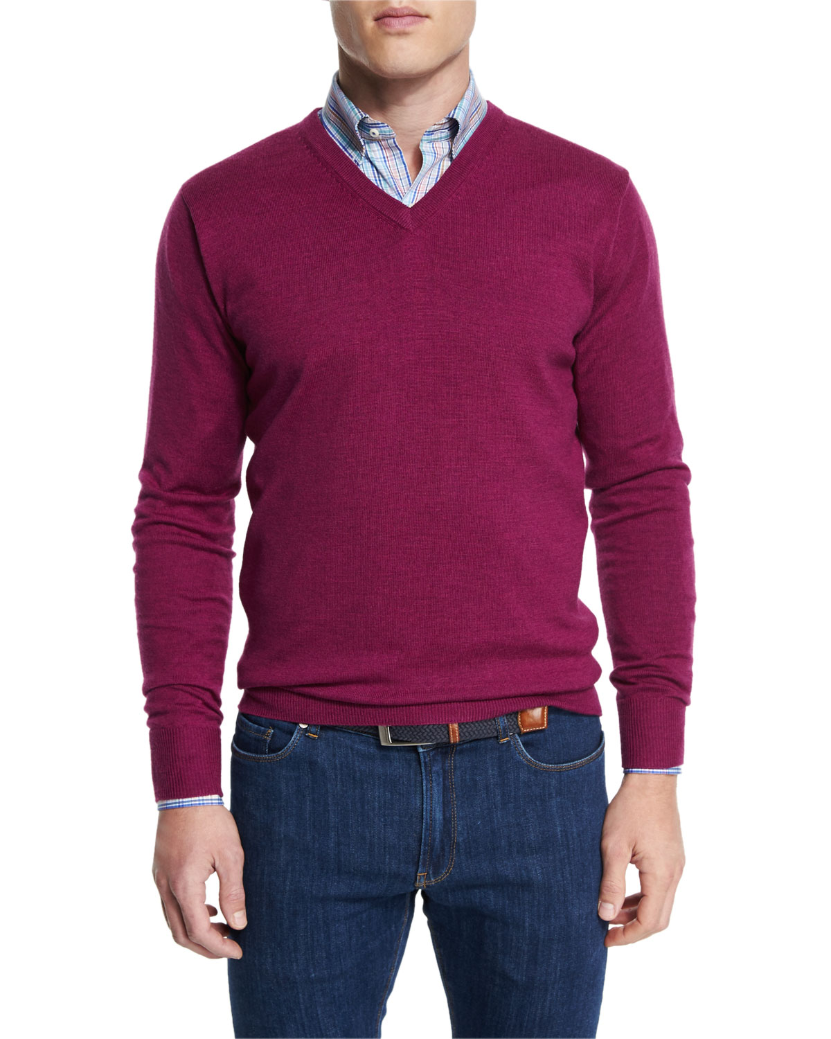 Crown Pin-Plaid Long-Sleeve Sport Shirt