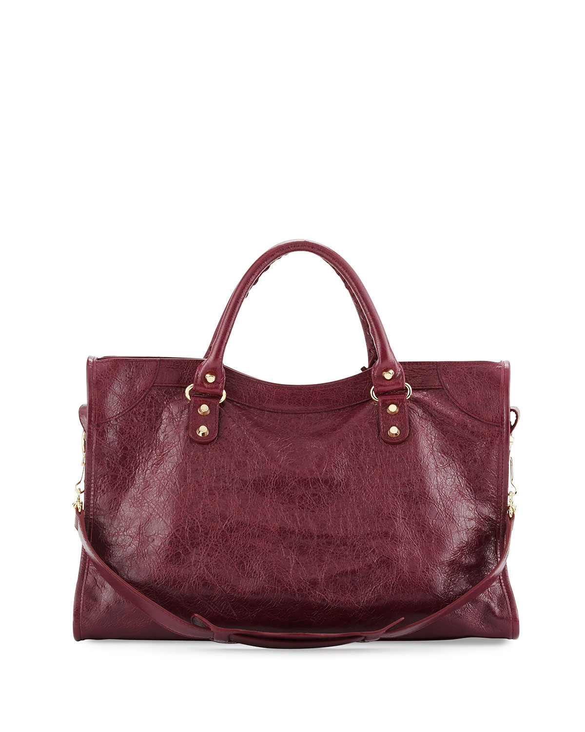 Classic Golden City Lambskin Tote Bag, Maroon