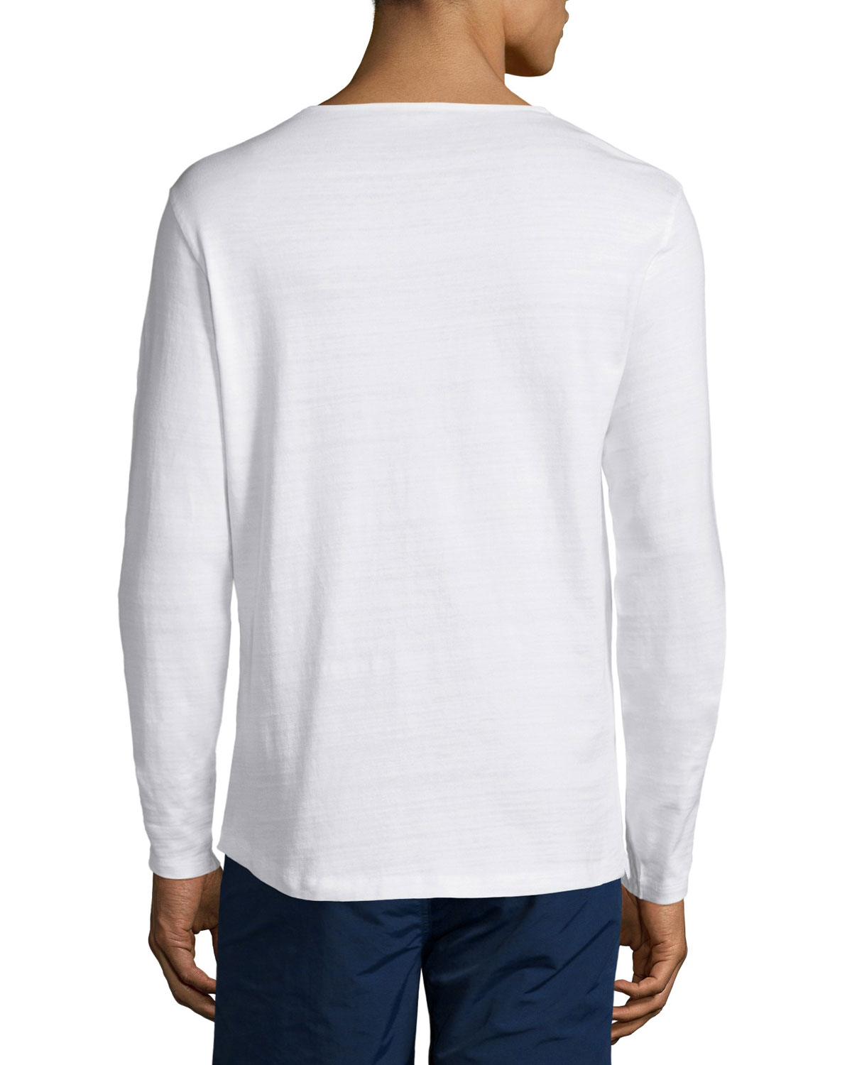 Long-Sleeve Henley Shirt, White