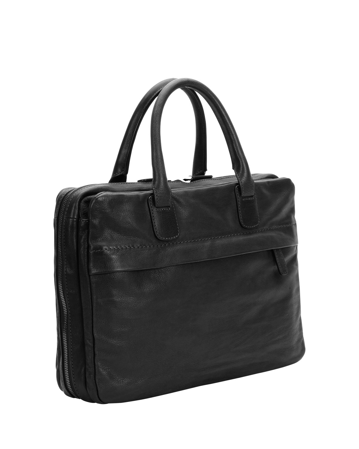 Soft Leather Briefcase, Black