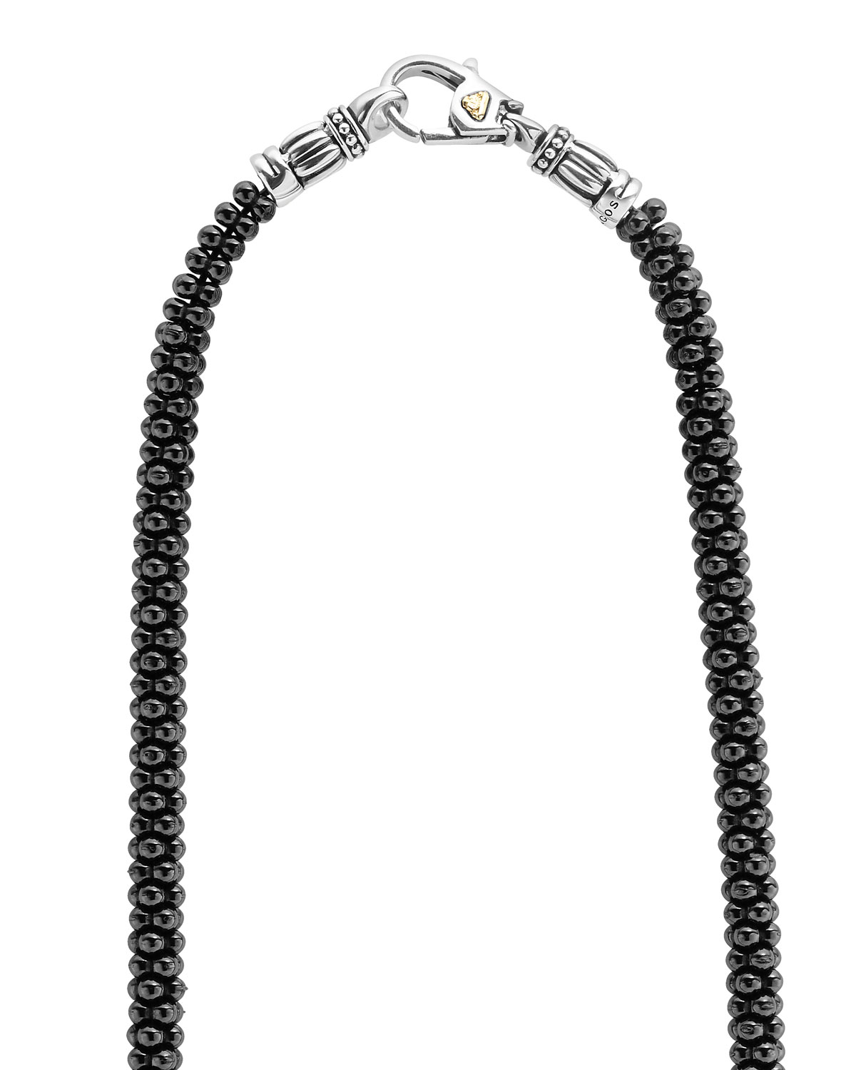 Black Caviar Rope Necklace, 16"L