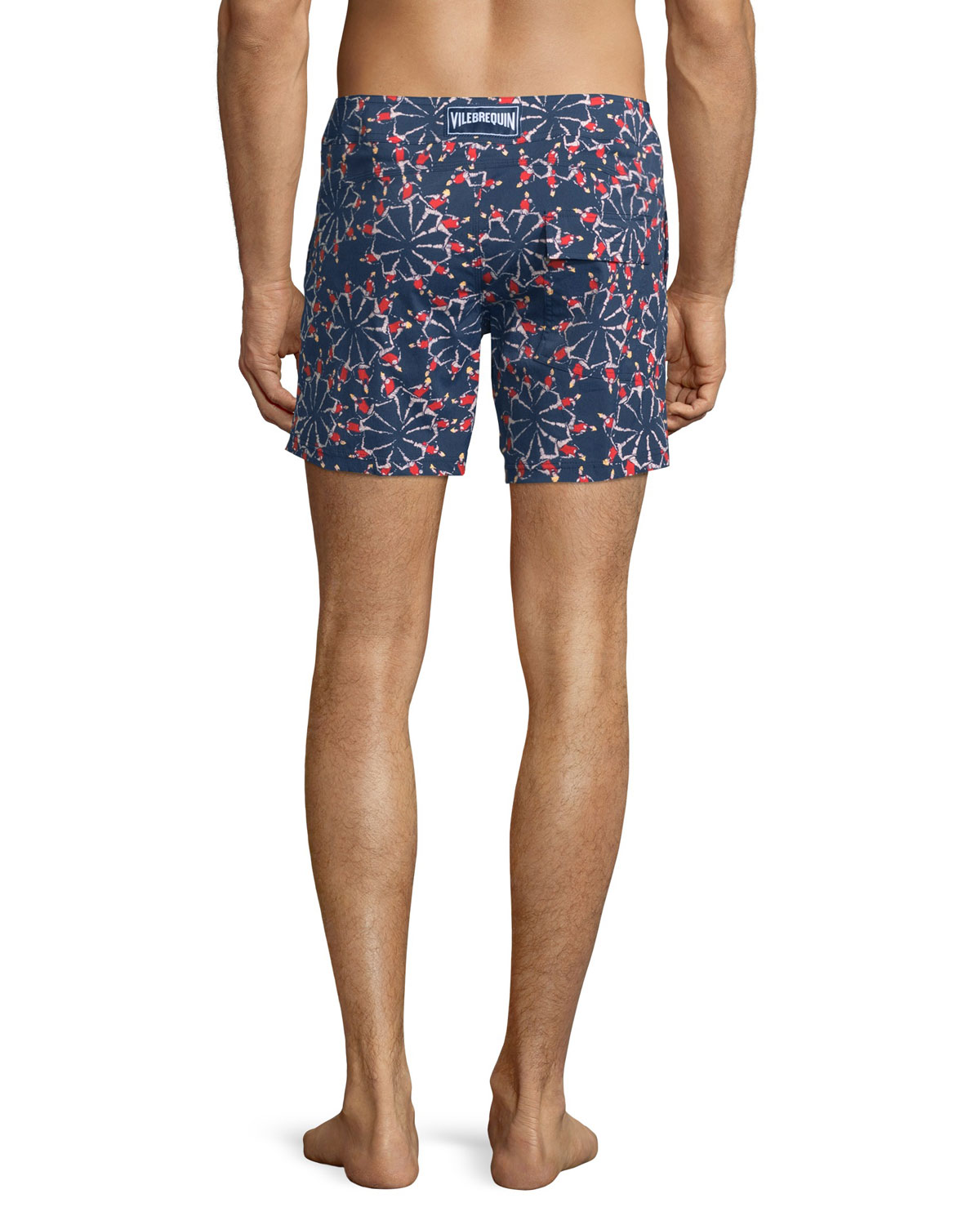 Merise Swimmers-Print Swim Trunks, Navy