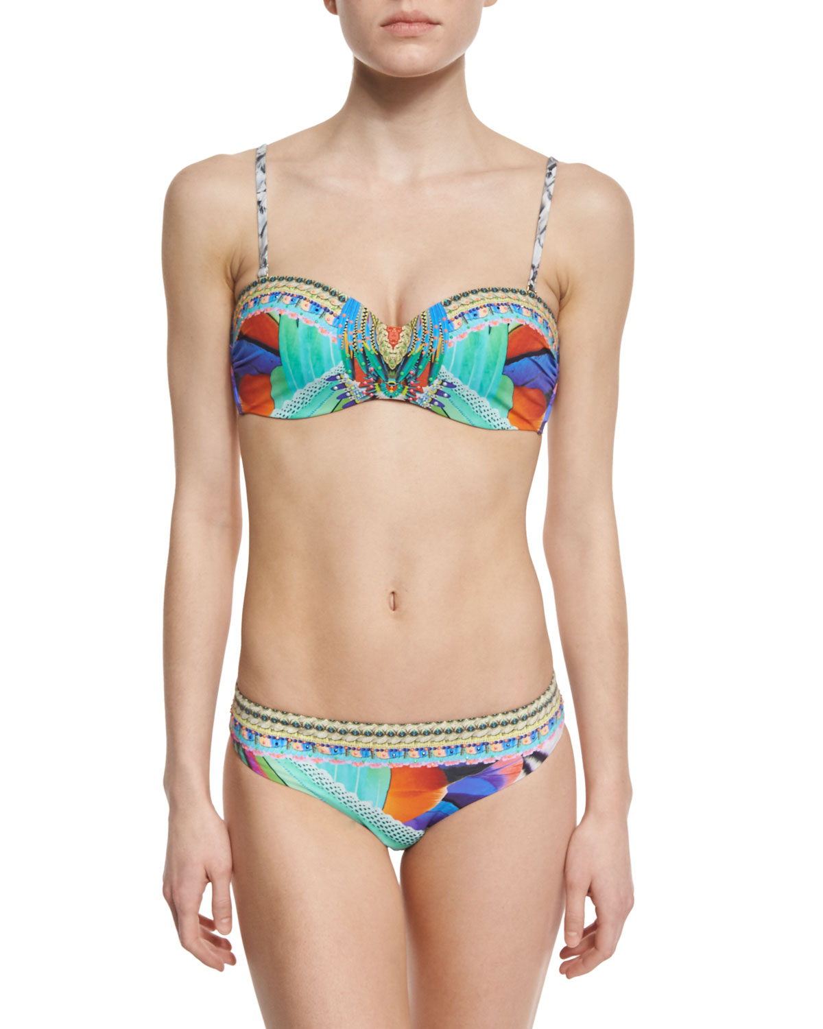 Printed Two-Piece Bandeau & Wide Hipster Bikini