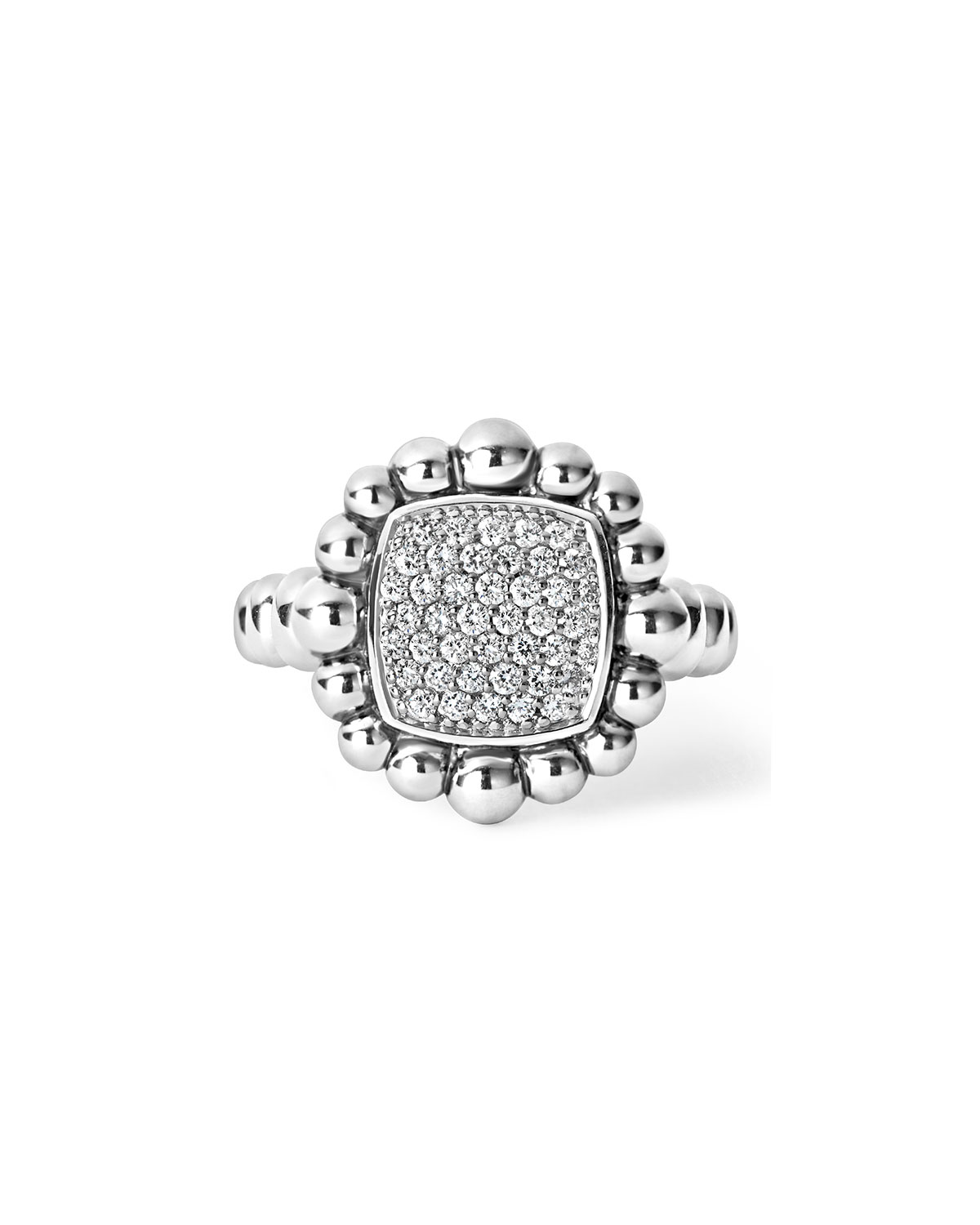 Sterling Silver Extra-Large Caviar Spark Ring with Diamonds, 0.41 tdcw