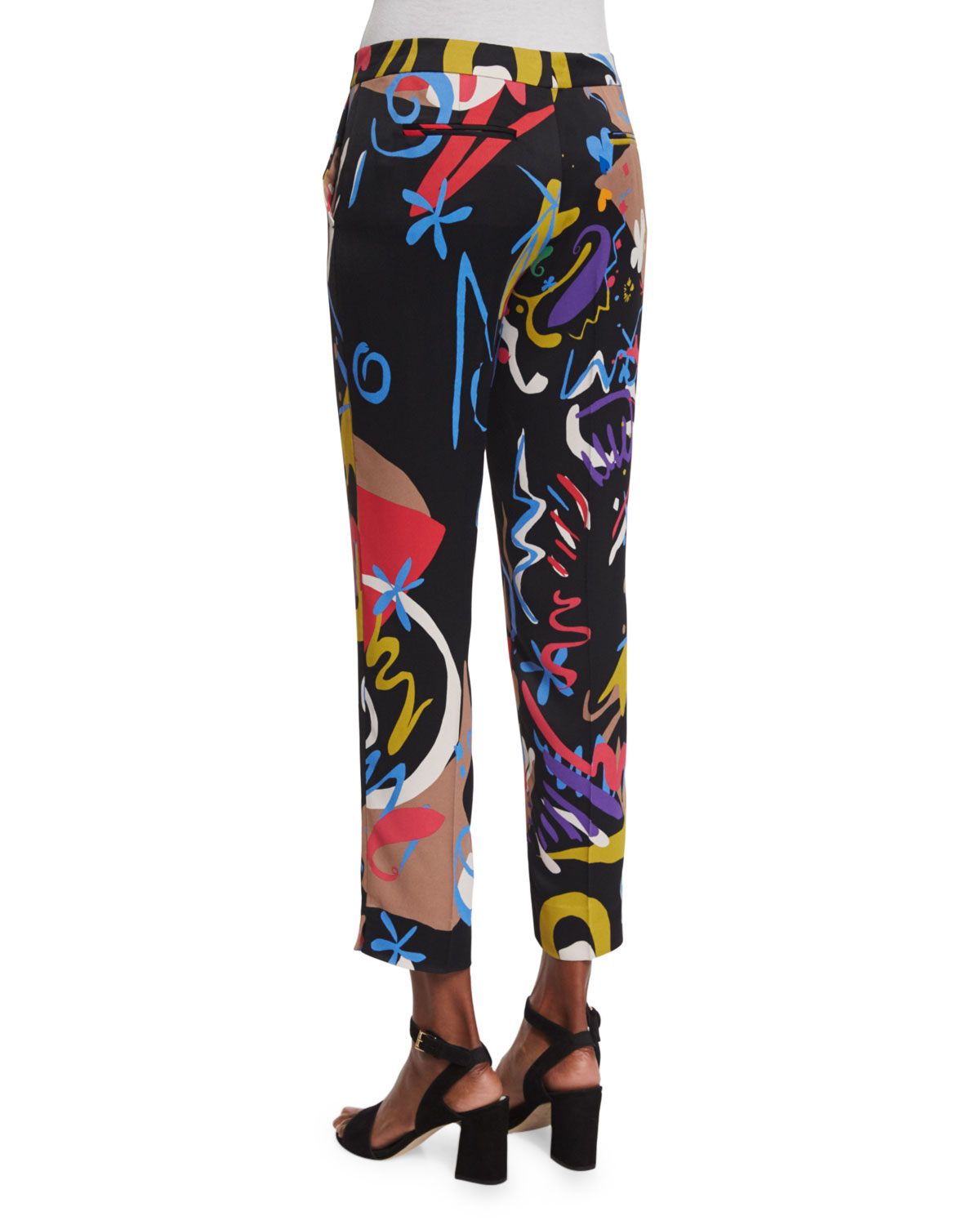 Graffiti Paisley Capri Pants, Black/Pink