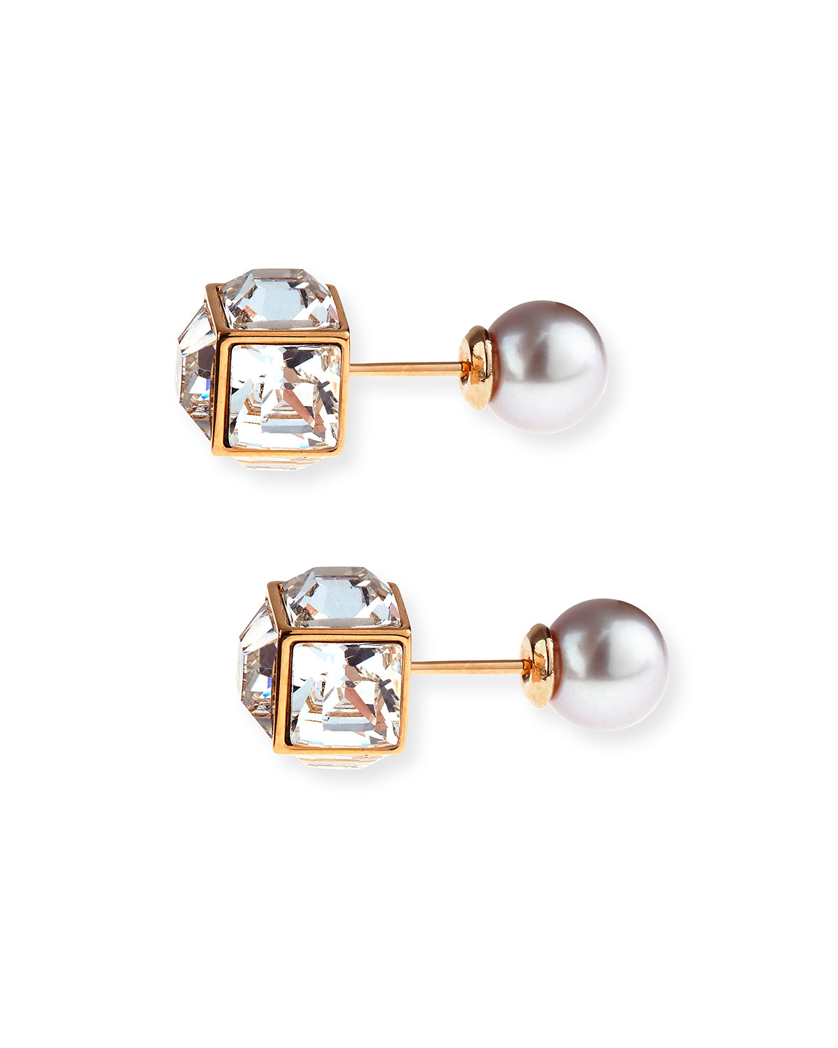 Double Cubo Gemma Pearl Earrings