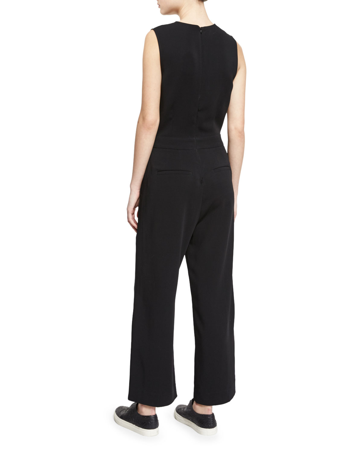 Edwards Sleeveless Wide-Leg Jumpsuit, Black