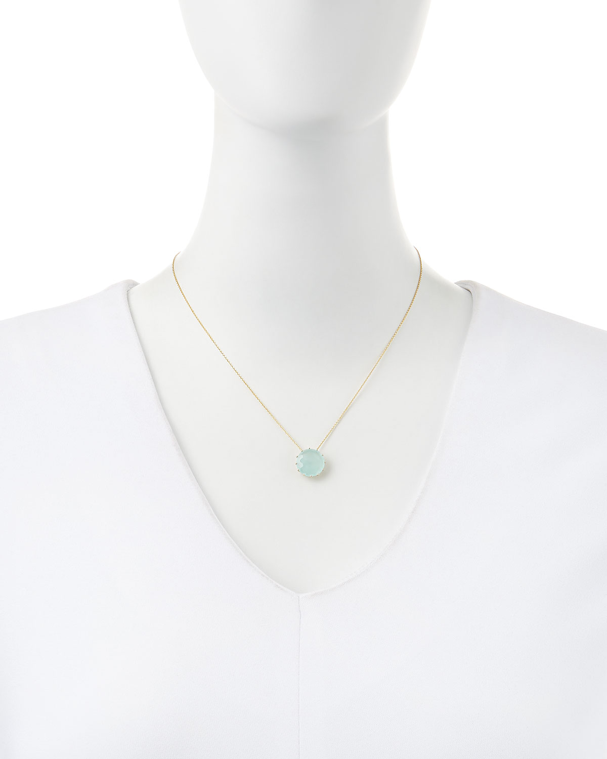 12mm Round Chalcedony Pendant Necklace